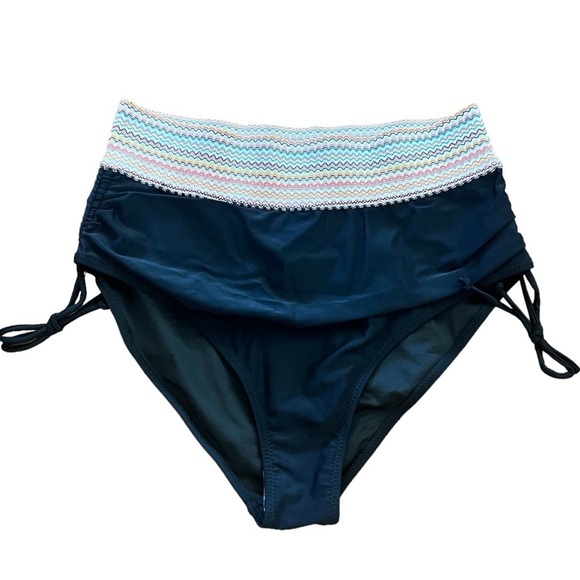 NWT Black High Waist Crochet Bikini Bottom Side Ties - Picture 1 of 7